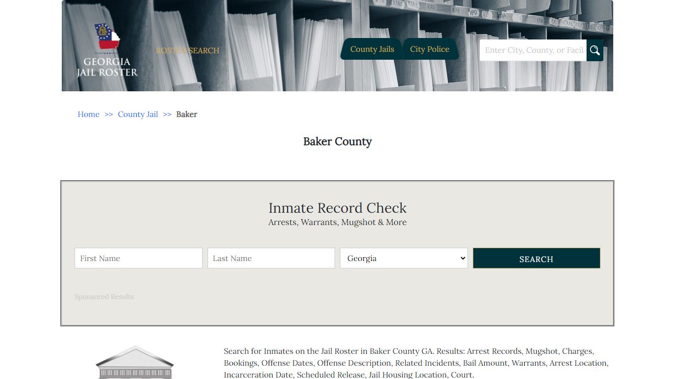 Baker County - Georgia Jail Inmate Search