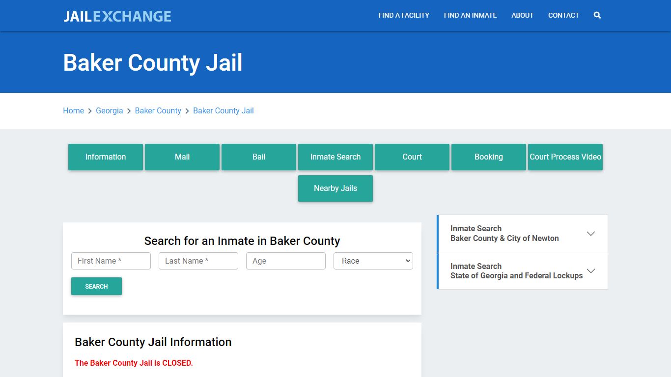 Baker County Jail Roster Lookup, GA, Inmate Search