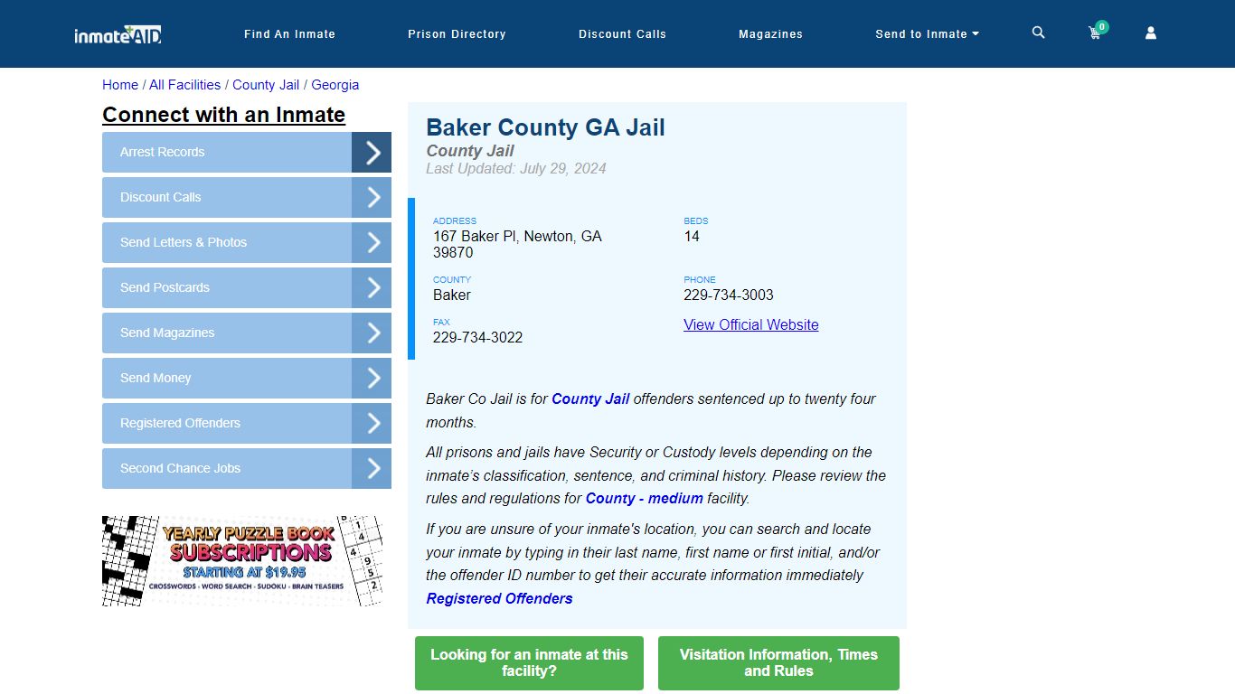 Baker County GA Jail - Inmate Locator