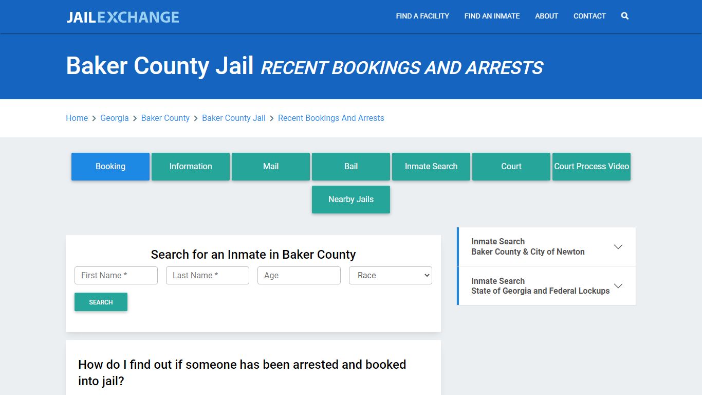 Baker County Jail Recent Bookings And Arrests - Jail Exchange